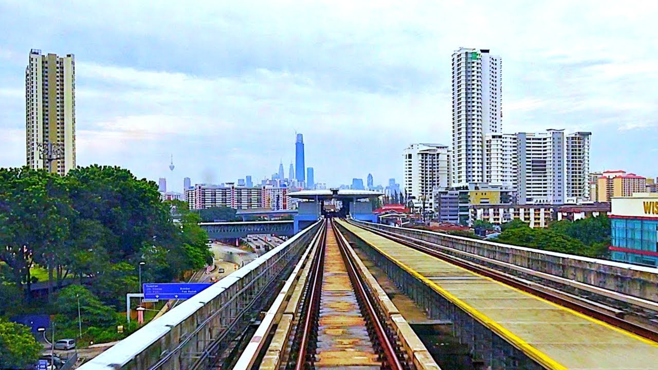 Куала-Лумпур Поездка на поезде MRT SBK Taman Midah - Sungai Buloh. Вид глазами машиниста