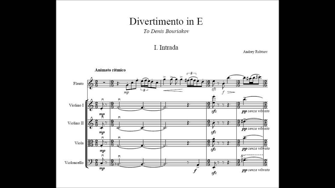 Andrey Rubtsov - Divertimento in E for Flute and String quartet