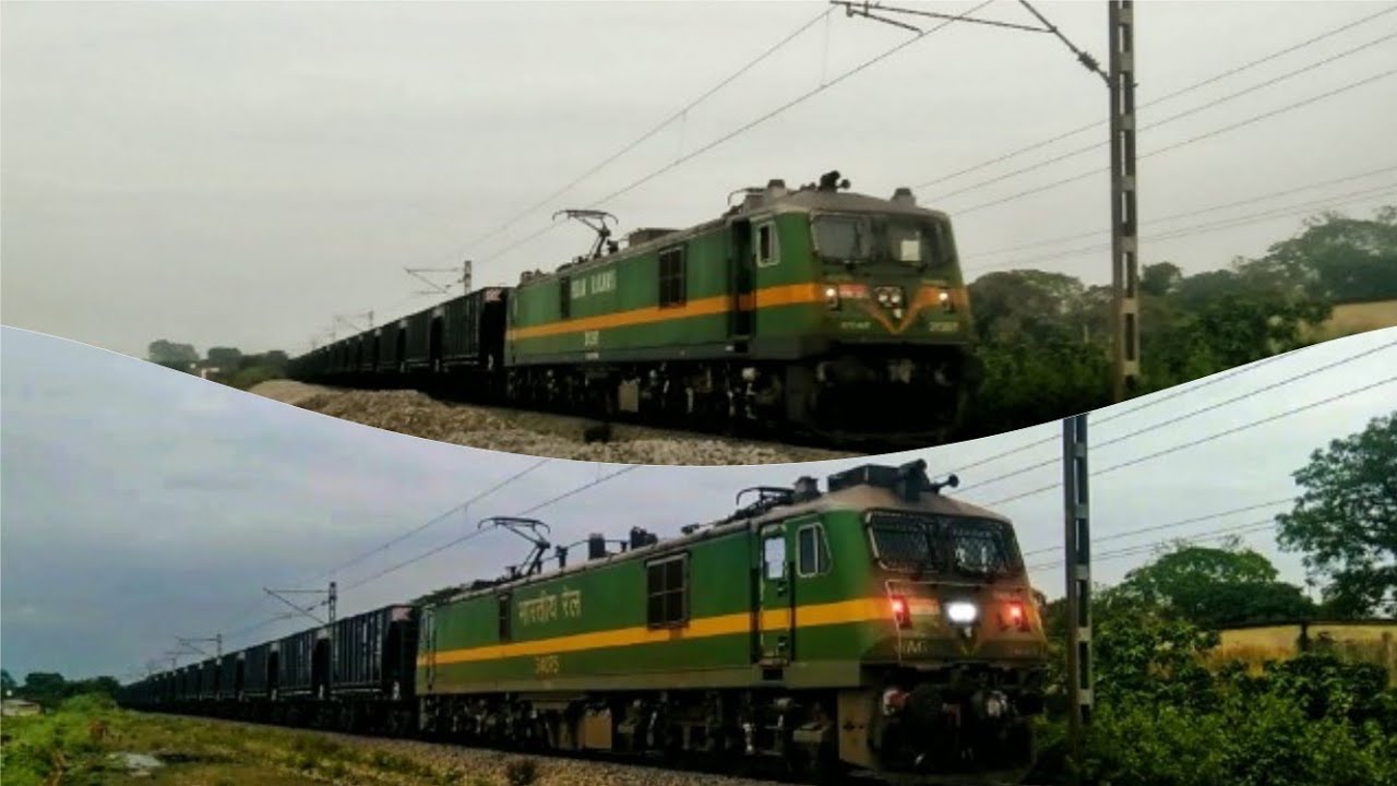 Push Pull Freight Train Is Slow Haul With Bhilai (Vilo Shed) WAG9HC Locomotives In Overcast Cloudy
