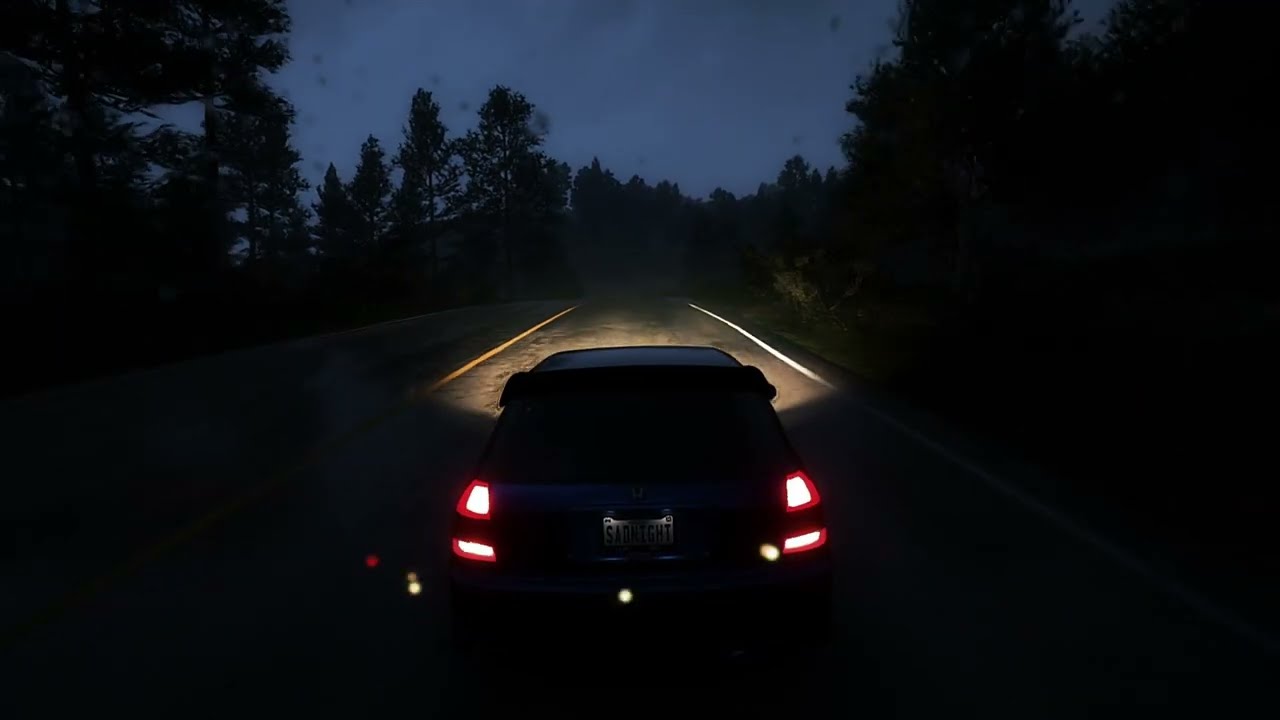 Heavy Rain and Thick Fog Drive | Dark Ambient Night Atmosphere