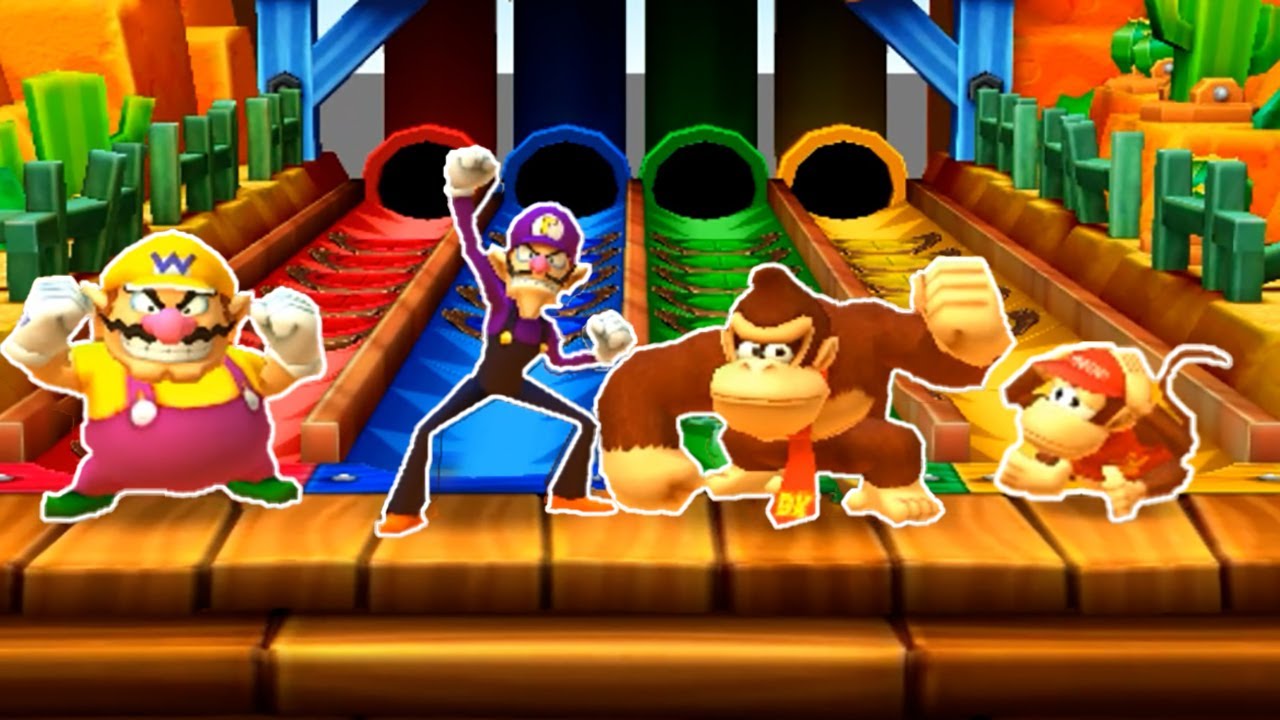 Mario Party Star Rush Minigame -  Wario Vs Waluigi Vs Donkey Kong Vs Diddy Kong (Master CPU)
