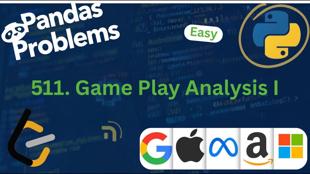 30 Days of Pandas Leetcode | 511. Game Play Analysis I | بالعربي - YouTube