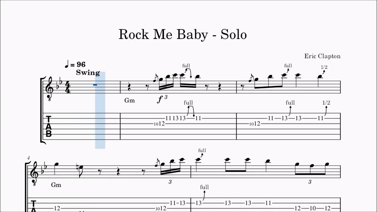 B.B. King, Eric Clapton, Buddy Guy, Jim Vaughn - Rock Me Baby transcription