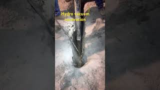 Night hydro vacuum excavation work process for gas pipe relocation