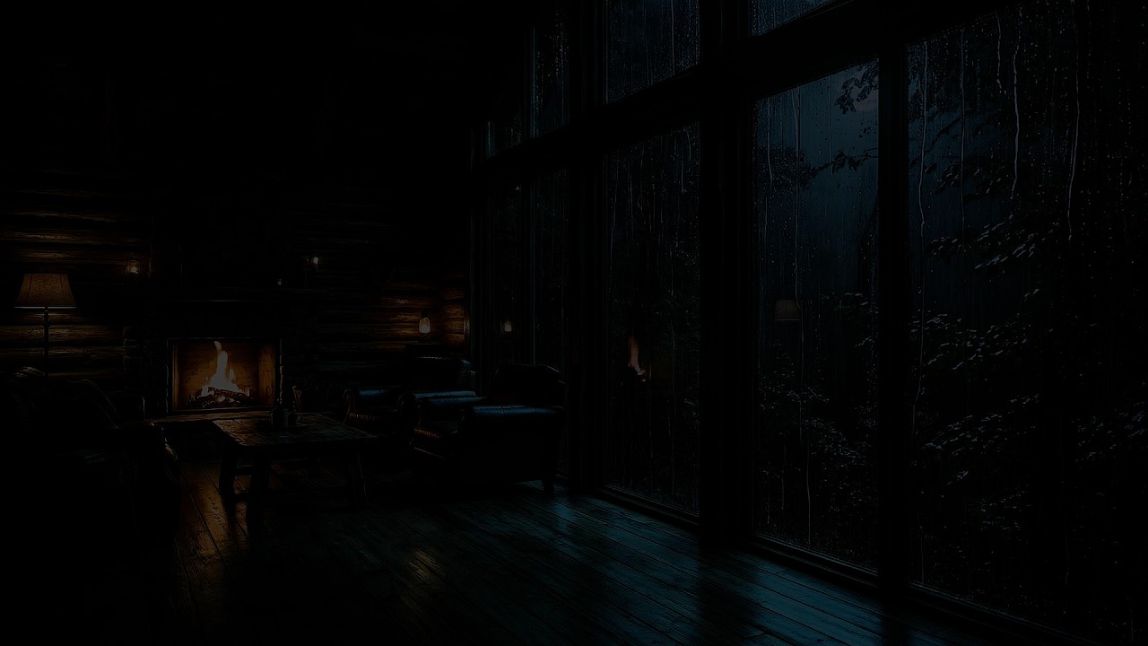 Cozy Rainy Night Cabin 🌧️ Fireplace & Rain on Window Sounds for Deep Sleep (No Ads)