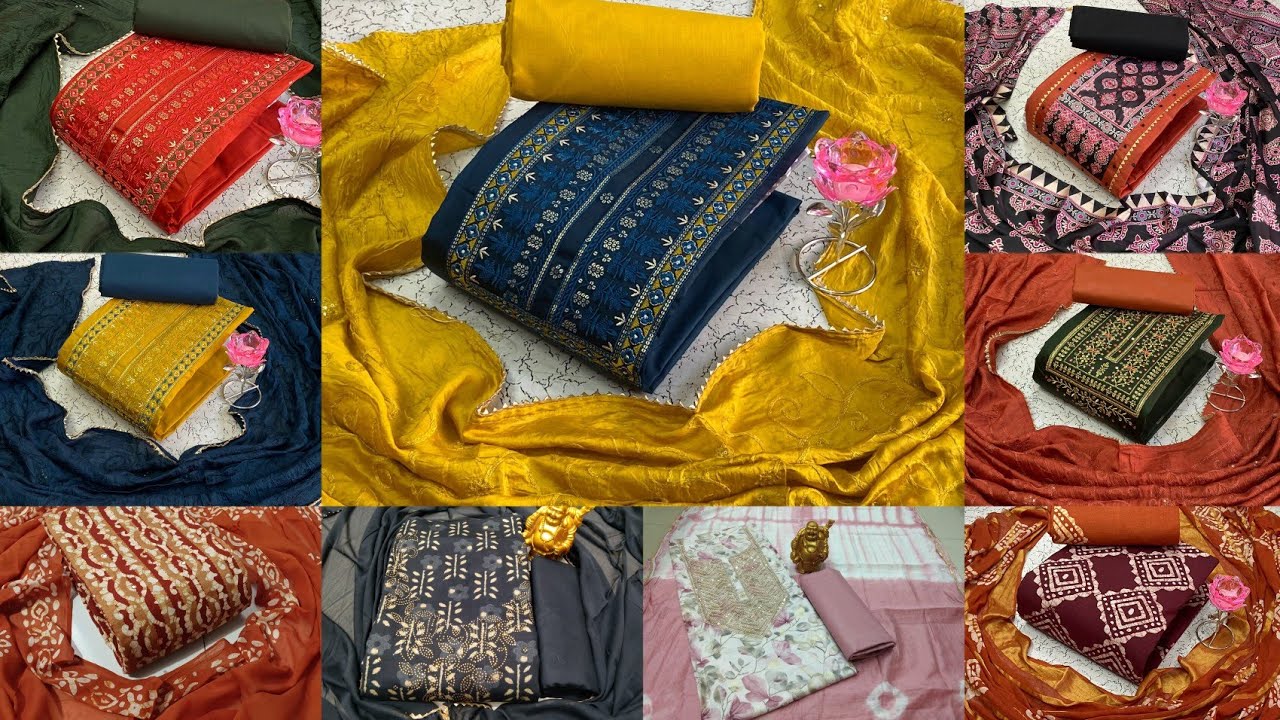 jam satin neck embroidery, cotton katha bathik,linen, cotton glace