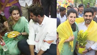 Nara Lokesh With Wife Nara Brahmani at Lakshmi Narasimha Temple, Mangalagiri|Chandrababu