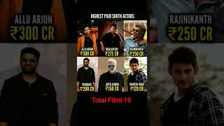 Highest Paid South Actor's 🔥 #alluarjun #prabhas #thalapathyvijay #rajnikanth #ajith #maheshbabu
