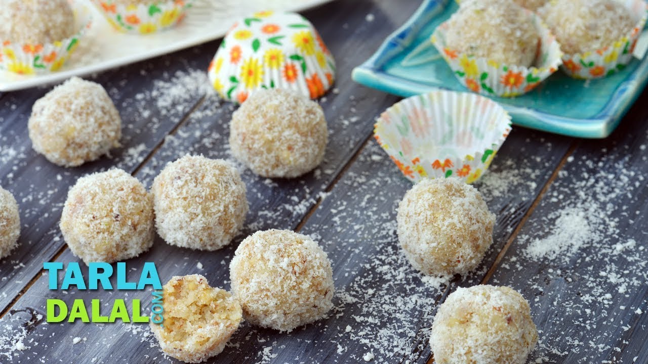 Coconut Laddoo Recipe, Nariyal Ka Ladoo by Tarla Dalal