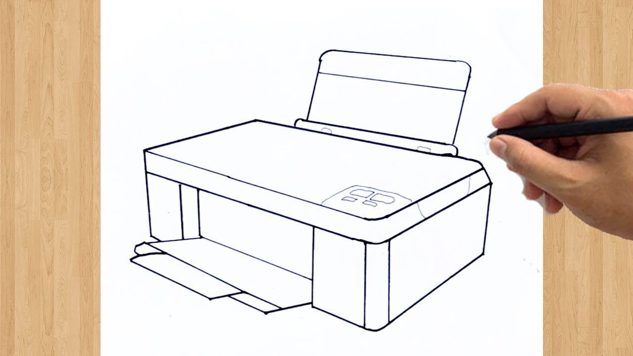 How to draw A Laser Printer Step by Step  YouTube