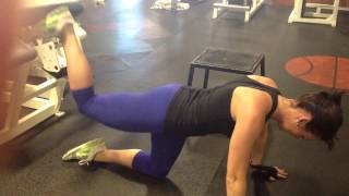 Reverse kick backs on hamstring curl machine