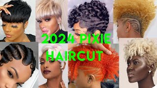 2024 LATEST SHORT HAIRCUT STYLES FOR BLACK WOMEN | CUTE PIXIE HAIRCUT TRENDS FOR LADIES