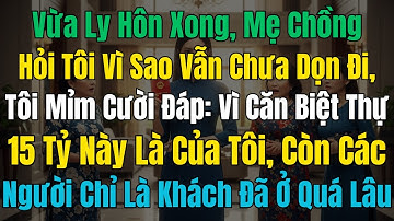 Vừa Ly Hôn Xong, Mẹ Chồng Hỏi Tôi Vì Sao Vẫn Chưa Dọn Đi, Tôi Mỉm Cười Đáp: Vì Căn Biệt Thự 15 Tỷ...