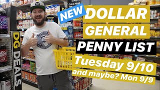 NEW DOLLAR GENERAL PENNY LISTS - Tuesday 9/10 (and maybe Monday 9/9 too)