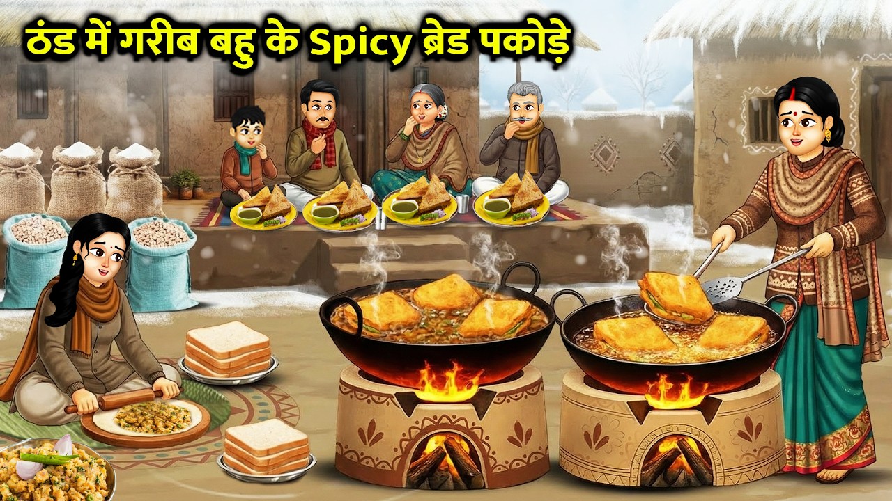 ठंड में गरीब बहू के Spicy ब्रेड पकोड़े || Cartoon Videos ||  Sas Bahu or रिश्ते
