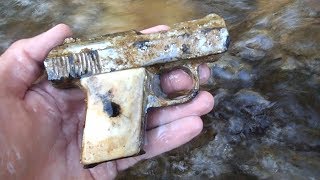 River Hunting!  Found Pistol, Money and Creepy Skull Head Belt Buckle! | Nugget Noggin