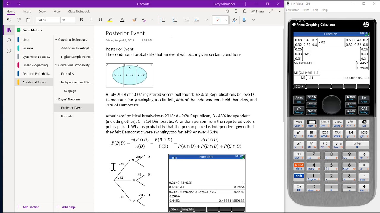 HP Prime Onenote Probability for Posterior Event - YouTube