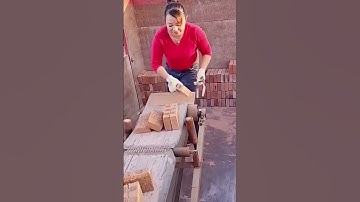 Rapid stacking process of bricks transported by conveyor belt