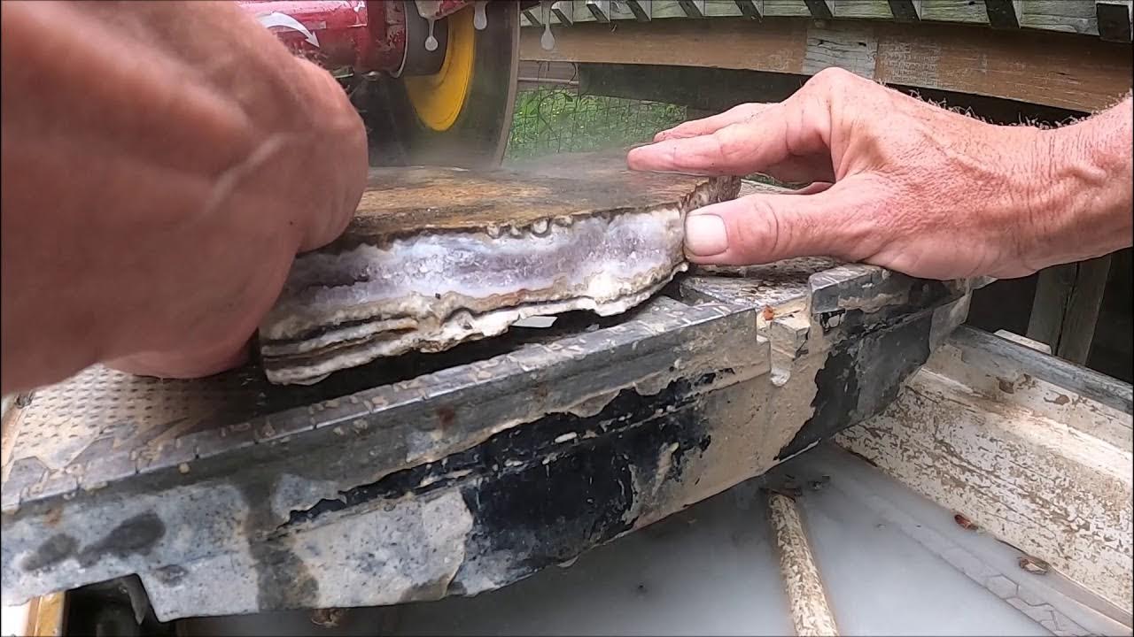 What's Inside Cutting Amethyst Agate With a Wet Tile Saw YouTube