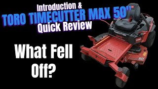 Toro Timecutter 50 inch quick intro and 3 week review