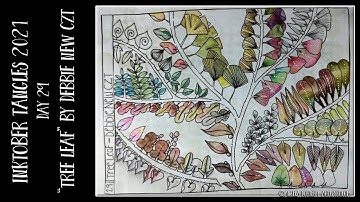 Inktober Tangles 2021 | Day 29 "Tree Leaf" by Debbie New CZT