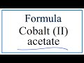 Cobalt Acetate and Acetate Ion Concepts