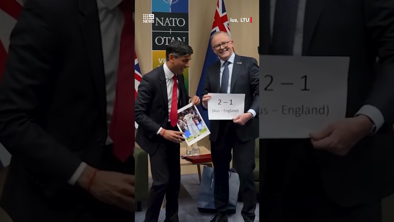 British & Australian PMs banter over Ashes at Nato talks