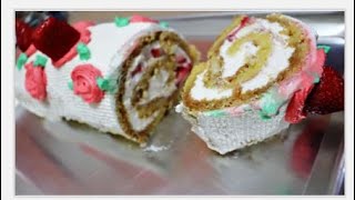 COMO HACER ‼️‼️‼️‼️‼️‼️‼️ROLLO  DE FRESA  PASTEL