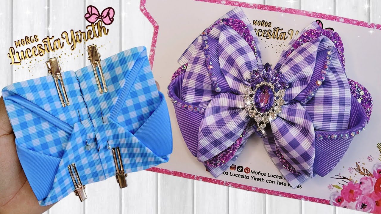 Moño con listón de 5cm realmente hermoso#tutorial #hairbows #lazos #moños #laços #facil