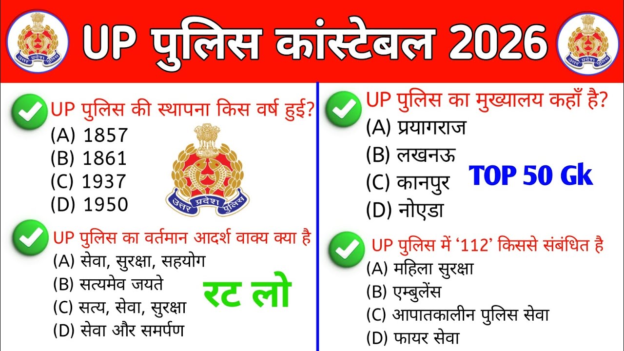 UP police GK Question 2026 | Up police gk gs practice set | Gk question up police
