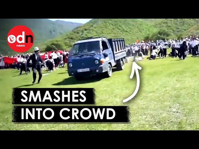 PANIC as Driverless Truck Smashes Through Crowds in Kyrgyzstan