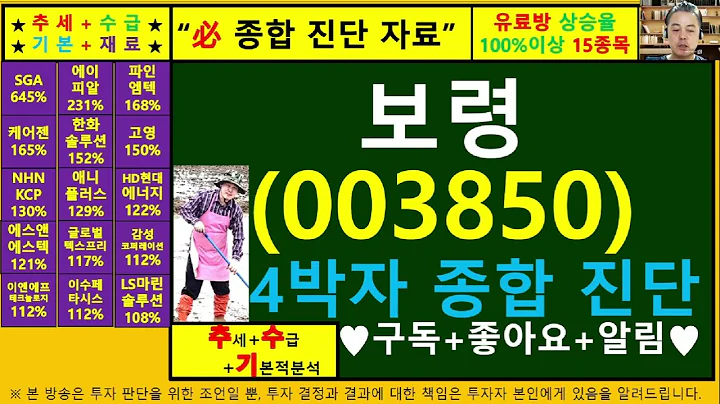 보령(보령제약003850)4차원종목진단및향후주가전망 추수기(추수)전문가