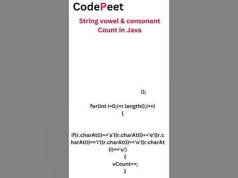 WAP to count the consonants and vowel of String in Java - YouTube