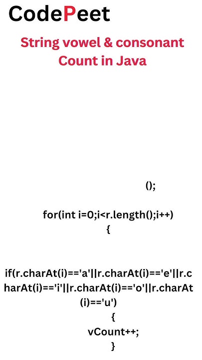 WAP to count the consonants and vowel of String in Java - YouTube