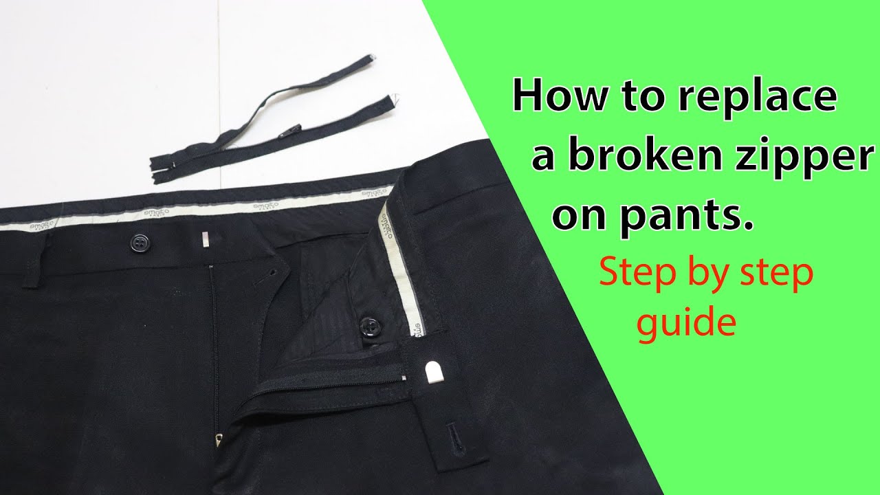 How to replace a zipper on pants (Part 3) - YouTube