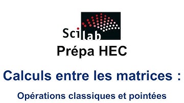 Calculs entre les matrices dans Scilab : opérations pointées et opérations classiques (prépa HEC)