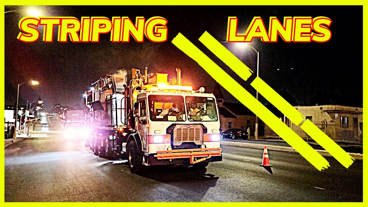 USA - STRIPING YELLOW LANES - CENTINELA AVE. CRAFCO FORD PETERBILT  PART 1 