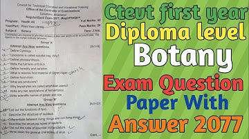ctevt first year diploma botany question paper with answer 2077|ctevt diploma level botany paper