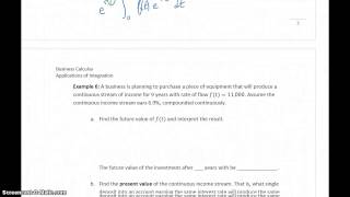 Busi Calc Applications of Integration - Future Value