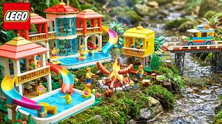 LEGO Miniature: Building Private Mini Camping House with Water Pump Technic Pool in Jungle