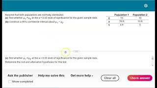 Hypothesis Test and confidence interval for 2 independent means using StatCrunch - Section 11.3 #1