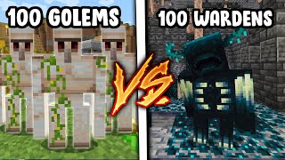 Minecraft 100 Golems Vs 100 Wardens (Big Battle)