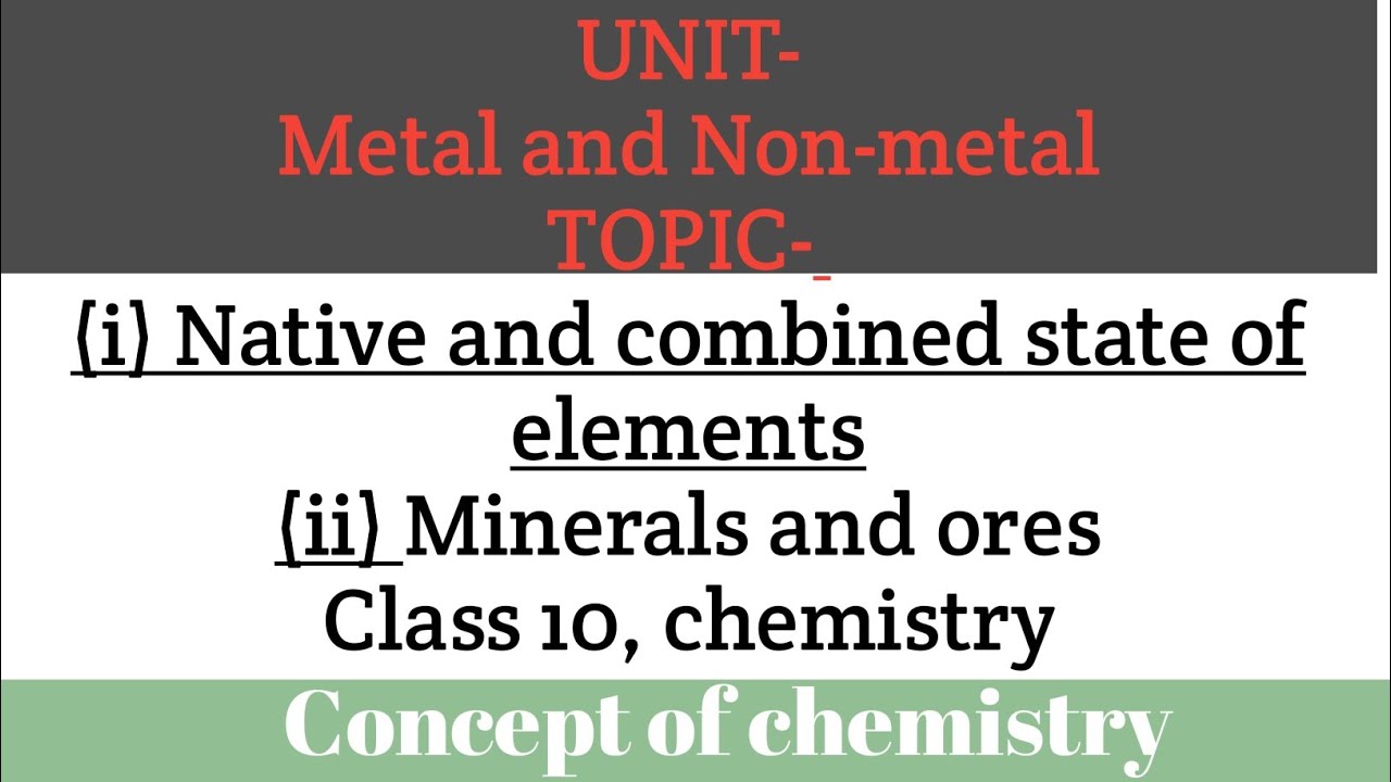 UNIT-Metal and Non-metal | Native and combined state of elements ...