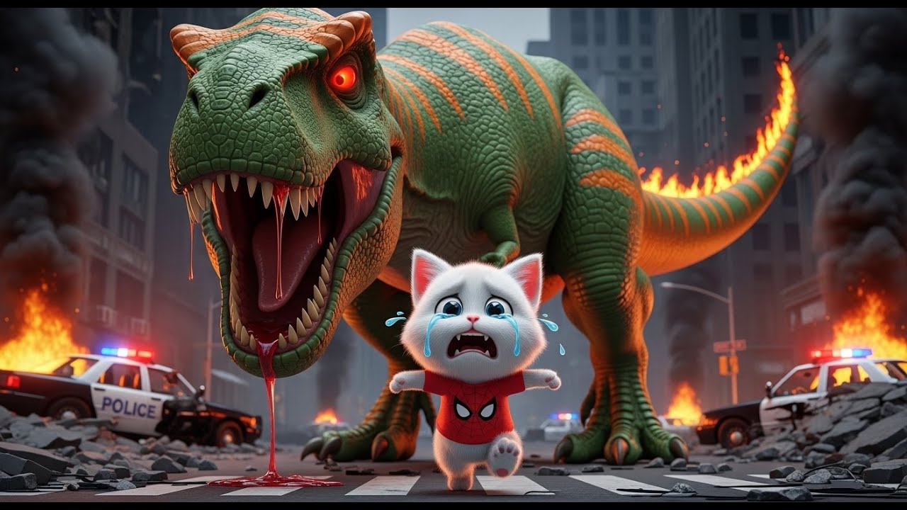 😱 KITTEN vs GIANT DINOSAUR! 🦖 kitten’s Epic Superhero Mission! 🐾 (AI Cat Story)