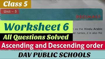 DAV class 5 maths unit 5 Decimals Worksheet 6