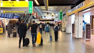 Walking from Gate D41 to Gate G10 at Schiphol Airport Amsterdam
