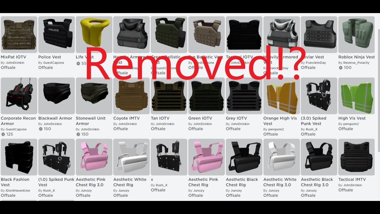 Military Vests Removed From Roblox Youtube - military police vest roblox