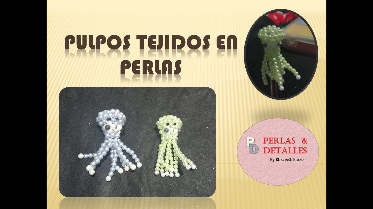 Gracioso pulpo tejido en perlas