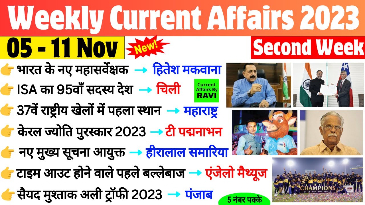 November 2023 Weekly Current Affairs | 05 To 11 Nov Current Affairs ...
