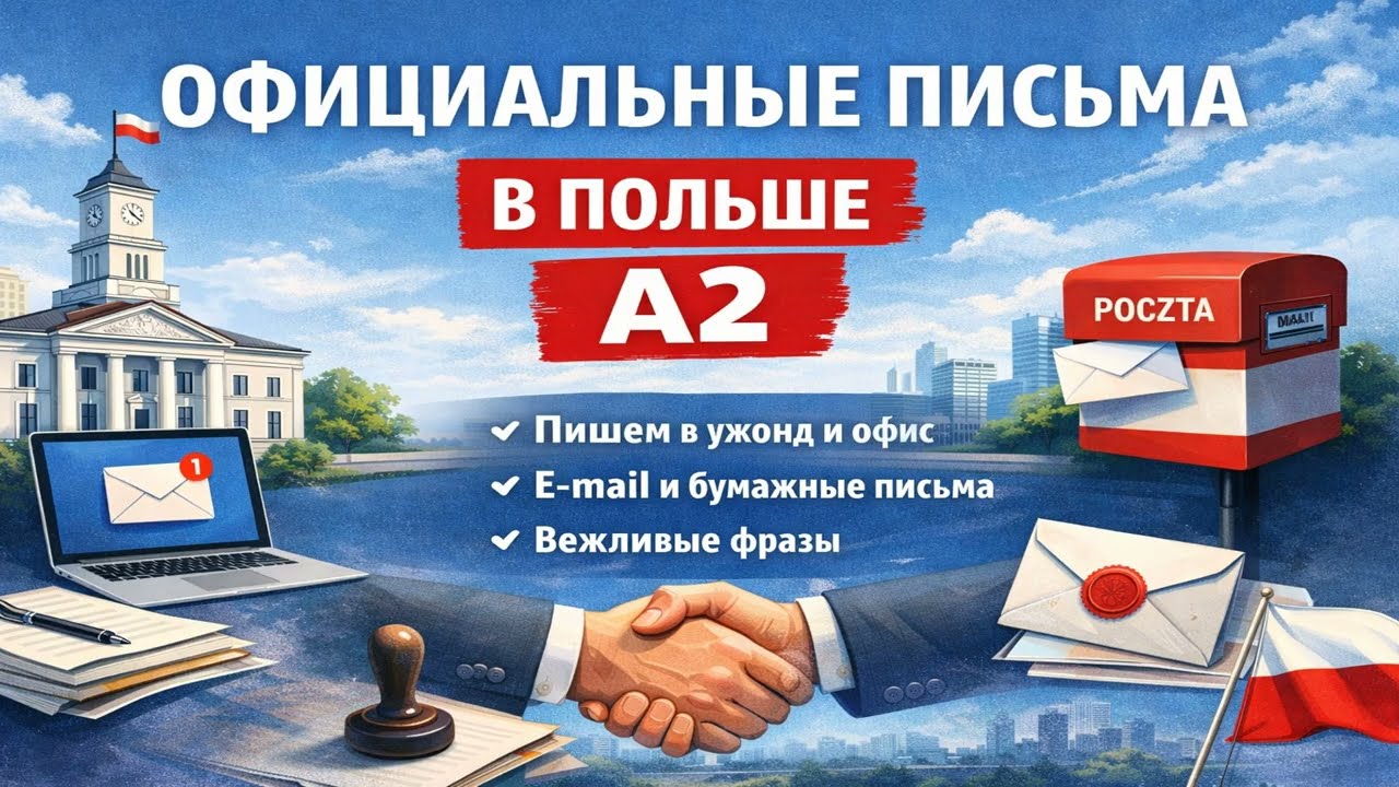 Польский язык A2.  Урок 30.  Грамотные письма в госучреждения Польши - полезные фразы и примеры